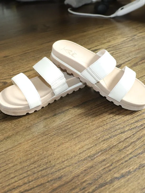 Reef Kids Banded Horizon Hi Slide Sandals size 4 cream dual padded straps - Picture 15 of 15
